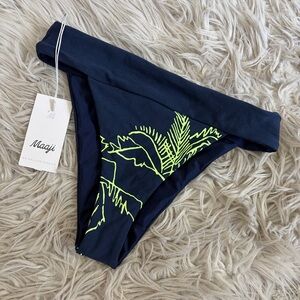 NWT Maaji Navy Blue Green Palm Greenwood Bikini Bottoms